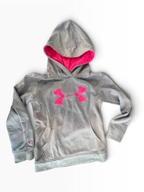 Under Armour Gray Hoodie with Pink Logo and Lined Hood